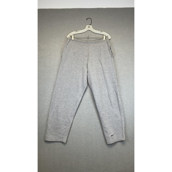 Nike Pants Mens Medium Gray Sweatpants Open Hem Pockets Embroidered Swoosh - Picture 1 of 9